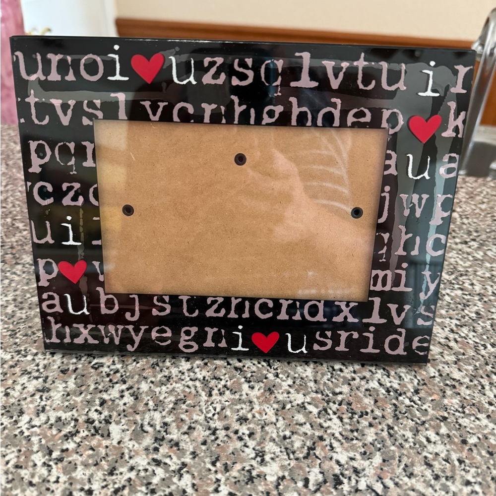 Love themed - red black and white lettered -glass picture frame